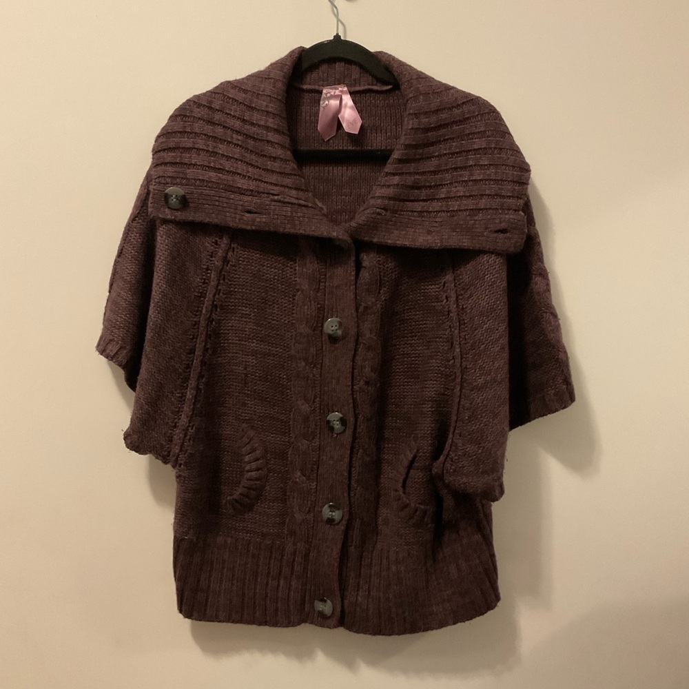 EVIE Purple Cardigan Sweater with Chunky Knit Texture